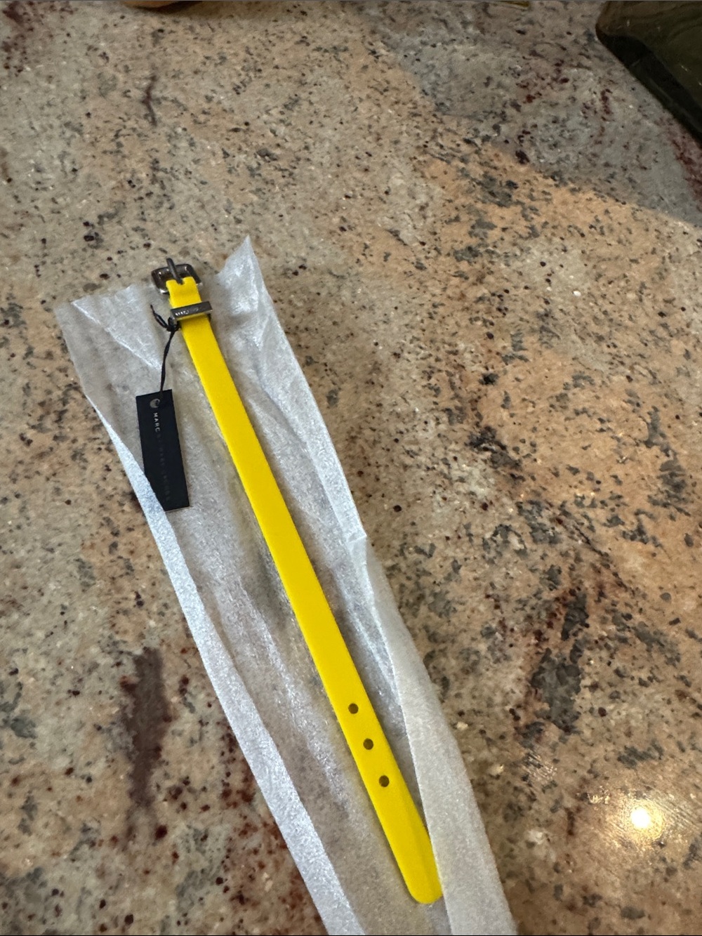 Brand new Marc by Marc Jacobs Yellow Leather Bracelet with Silver Buckle. - Picture 2 of 3